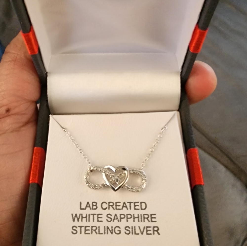 Sterling Silver Heart Infinity Necklace - Picture 2 of 3